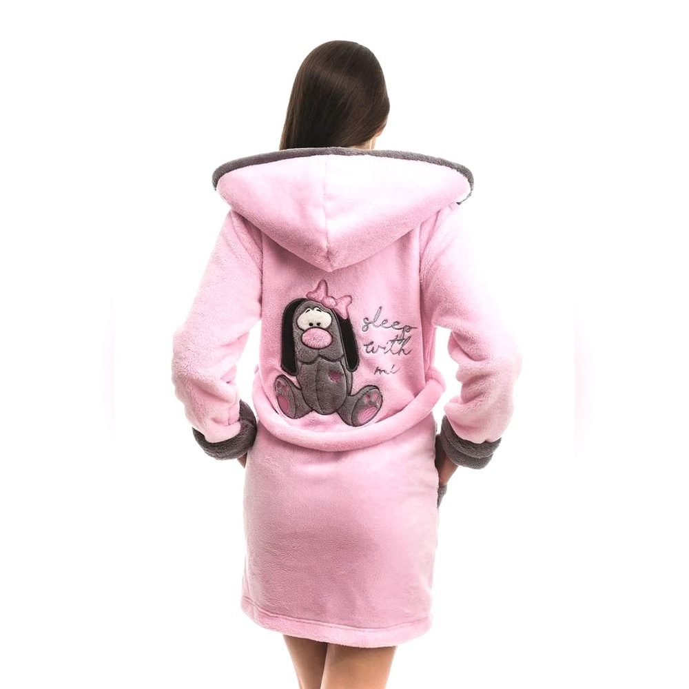 DH102 NEW Poppy Diary DH Rose-Grey Embroidered Dog Soft Plush Bathrobes women